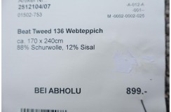 100% wełniany dwustronny dywan zaplatany z wełny owczej Beat Tweed