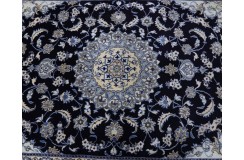 Ręcznie tkany dywan Nain z medalionem z Iranu 200x300cm granatowy