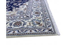 Ręcznie tkany dywan Nain z medalionem z Iranu 200x300cm granatowy