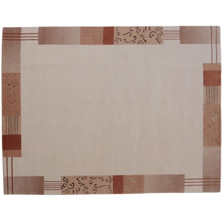 Wełna owcza wysokogórska i nowozelandzka ręcznie tkany dywan Nepal Premium Padma 200x250cm ceglasto-beżowy