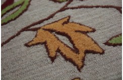 Wzorzysty wełniany indyjski dywan beż i kwiaty 160x230