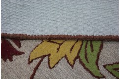 Wzorzysty wełniany indyjski dywan beż i kwiaty 160x230