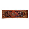 Perski wełniany recznie tkany dywan chodnik Hamadan niebieski z ornamentami ok 100x320cm