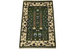 Unikatowy dywan wełniany Uszak - Oushak moss green, ivory drzewo życia z Indii deseń