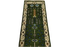 Unikatowy dywan wełniany Uszak - Oushak moss green, ivory drzewo życia z Indii deseń