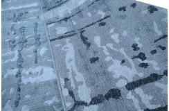 Ekskluzywny, jedyny dywan wełna / jedwab z Nepalu deseń abstrakcyjny vintage 200x250cm luksus, niebieski