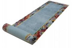 Rzeźbiony luksusowy chodnik z nepalu wartościowy 85x345cm wełna