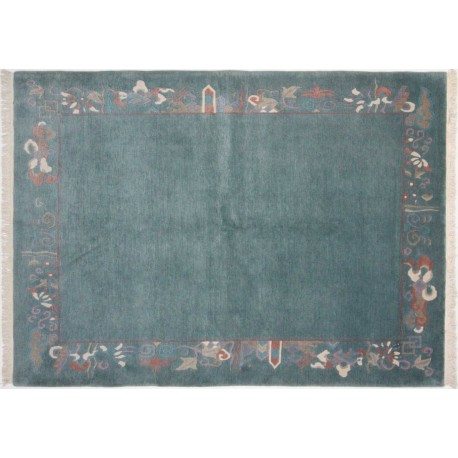 Zielony klasyczny dywan ręcznie tkany oryginalny Nepal premium Indie 175x240cm 100% wełna jedyny