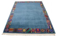 Rzeźbiony niebieski dywan ręcznie tkany 180x240m nepal premium indie
