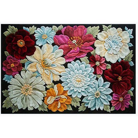 Przycinane kwiaty masywny (8,5kg/m2) ręcznie wykonany dywan Paradise Garden PG 128 black
