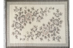  Piękny dywan Aubusson ręcznie tkany z Chin 100% wełna przycinany rzeźbiony beżowy z dużymi kwiatami w centrum i wzorem greckim