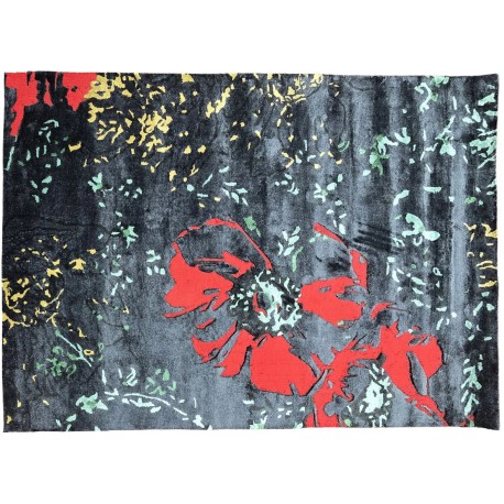 Dwupoziomwy ręcznie wykonany dywan Abstract Art Poppy AA-111 red, 100% jedwab z włókna bananowca