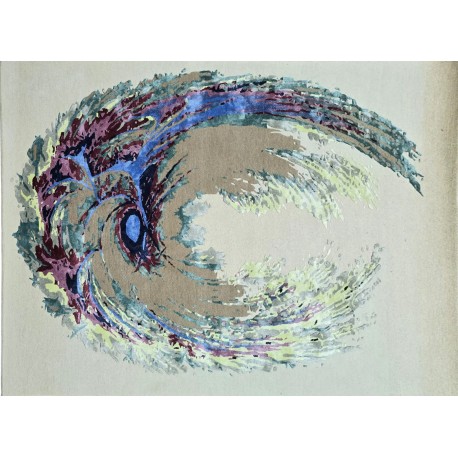 Lśniący ręcznie wykonany dywan Abstract Art Fire AA-222 multi, 50% wełna 50% jedwab z włókna bananowca