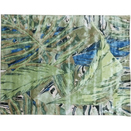 Lśniący ręcznie wykonany dywan Abstract Art Rainforest AA-555 green, 100% jedwab z włókna bananowca monstera