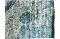 Lśniący ręcznie wykonany dywan Abstract Art Leaves AA-656 navy, 100% jedwab z włókna bananowca