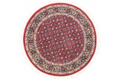 Wełniany okrągły ręcznie tkany dywan Herati z frędzlami z Indii 100x100cm orientalny czerwony