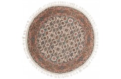 Wełniany okrągły ręcznie tkany dywan Herati z frędzlami z Indii 100x100cm orientalny brązowy