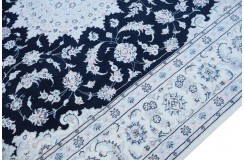 Nain 9la Habibian gęsto ręcznie tkany dywan z Iranu wełna + jedwab ok 250x350cm granatowa