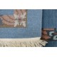 Rzeźbiony na obramowaniu niebieski dywan ręcznie tkany oryginalny Nepal premium Indie 95x165cm 100% wełna klasyczny wzór