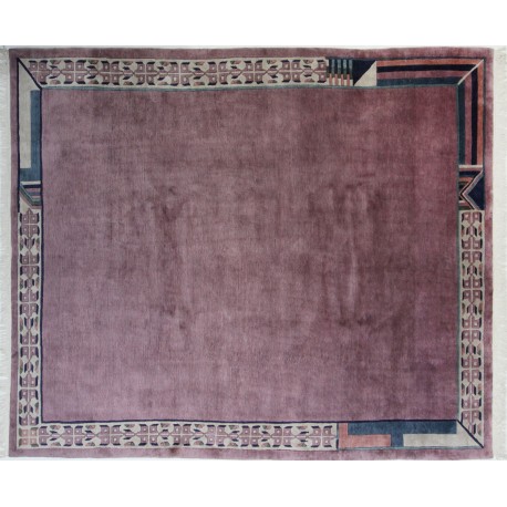 Rzeźbiony na obramowaniu fioletowy dywan ręcznie tkany oryginalny Nepal premium Indie 250x300cm 100% wełna klasyczny wzór