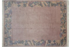 Rzeźbiony na obramowaniu różowy dywan ręcznie tkany oryginalny Nepal premium Indie 250x350cm 100% wełna klasyczny wzór