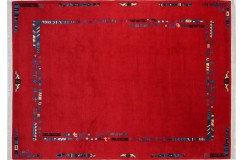 Nowoczesny wielki czerwony dywan ręcznie tkany Nepal Patana Indie 260x360cm 100% wełna