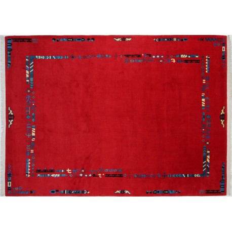 Nowoczesny wielki czerwony dywan ręcznie tkany Nepal Patana Indie 260x360cm 100% wełna