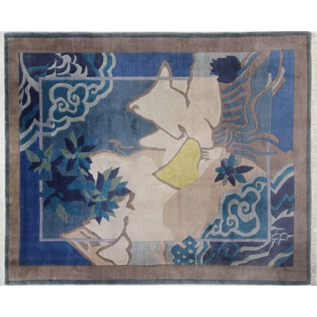 Rzeźbiony abstrakcyjny krajobraz dywan ręcznie tkany oryginalny Nepal premium Indie 250x300cm 100% wełna do salonu unikat