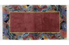 Abstrakcyjny czerwony dywan nepalski z wzorami geopetrycznymi ręcznie tkany Nepal Graphika Indie 75x140cm 100% wełna
