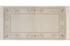 Rzeźbiony na obramowaniu beżowy dywan ręcznie tkany oryginalny Nepal Thali Indie 70x140cm 100% wełna klasyczny wzór
