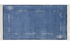 Niebieski stonowany dywan ręcznie tkany oryginalny Nepal Ritu Indie 70x140cm 100% wełna klasyczny wzór