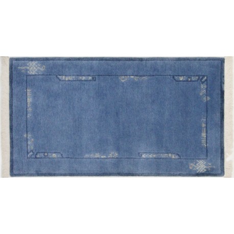 Niebieski stonowany dywan ręcznie tkany oryginalny Nepal Ritu Indie 70x140cm 100% wełna klasyczny wzór