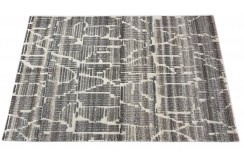 Dywan dwupoziomowy z Indii ręcznie tkany 150x240cm beż szary wełna