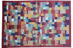 Unikatowy perski gabbeh - ręcznie gęsto tkany dywan Lorri Nomad kolorowy z Iranu 250x350cm wzór patchwork wart 41 880zł 