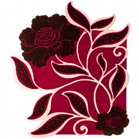 Okrągły niereguralny dywan Colorful Roses GD-10 Red, 100% wełna, ręcznie wykonany