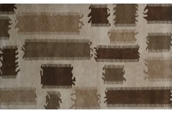 Gładki nowoczesny beżowo-brązowy dywan Indo-Nepal 150x240cm 100% wełna owcza wzory geometryczne