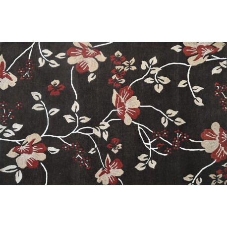 Przycinany nowoczesny kwiatowy brązowy dywan Indo-Nepal 120x180cm 100% wełna owcza