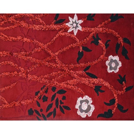 Prostokątny dywan Colorful Garden SH-239 Red, 100% wełna, ręcznie wykonany