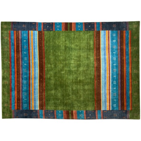 Zielony ekskluzywny dywan Gabbeh Loribaft Indie 250x350cm 100% wełniany 