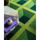 Zielony dywan Ascetic Illusion Squares IS-111 green, 100% wełna, ręcznie wykonany 120x180cm, 170x240cm