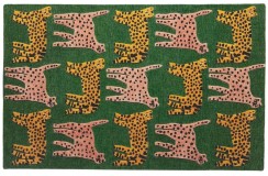 Zielony dywan Ascetic Cats AC-268 green, 100% wełna, ręcznie wykonany 120x180cm