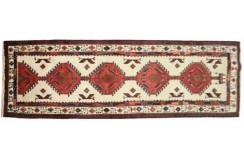 Perski wełniany recznie tkany dywan chodnik Meszkin z ornamentami ok 100x300cm, beż