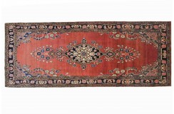Urzekający ręcznie tkany chodnik Hamadan szeroki 120x300cm Iran, czerwony