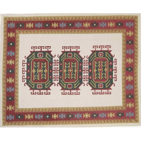 Etniczny kolorowy kilim dwustronny 100% wełniany dywan płasko tkany 250x300cm Indie