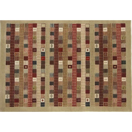 100% wełniany oryginalny dywan Gabbeh Loribaft patchwork 170x240cm Indie, gruby, mięsisty