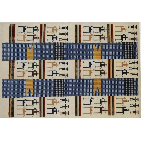 100% wełniany oryginalny dywan Gabbeh Loribaft patchwork 170x250cm Indie, gruby, mięsisty, unikat