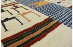 100% wełna gruby dywan loribaft z indii beżowy patchwork 170x250cm