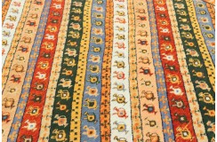 100% wełna gruby dywan loribaft z indii beżowy patchwork 140x290cm