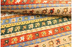 100% wełna gruby dywan loribaft z indii beżowy patchwork 140x290cm