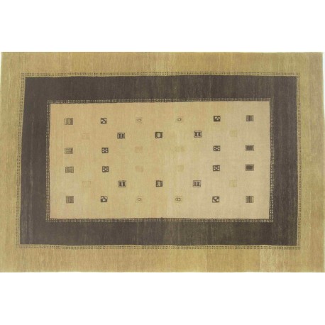 100% wełniany oryginalny dywan Gabbeh Loribaft patchwork 140x200cm Indie, gruby, mięsisty, unikat, beżowy